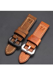 F4 Leather Watch Band for Men, Thick, Handmade, Retro, 20, 22, 24, 26mm, for pm111, 441