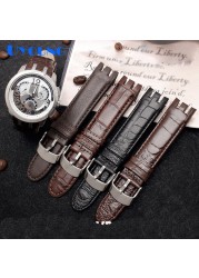 High Quality Genuine Leather Watch Strap For Swatch YRS403 412 402G Watch Band 21mm Watchband Men Curved End Watches Bracelet