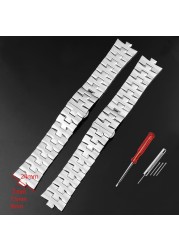 Stainless Steel Watches for VC 47040 47660/000G-9829 Chain Metal Strap 24*7mm Silver Bracelet Wristband Men's Watch Chain