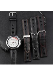 Onthelevel Leather Watchband 18mm 20mm 22mm 24mm Black Brown Coffee Racing Strap Handmade Stitching Quick Release Watch Strap