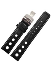 Watchband 20mm Genuine Leather Strap for PRS516 Men's Watches Band with Butterfly Clasp Black Brown Soft Cowhide Leather Strap