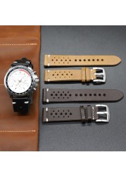 Genuine Leather Watch Band Black Brown Coffee Color Rally Watch Strap Replacement Watchbands 18mm 20mm 22mm