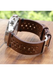 Onthelevel Leather Watch Strap 18mm 20mm 22mm 24mm Durable Coffee Brown Color Watch Band Quick Release Watch Straps Replacement