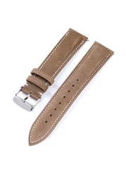 Handmade gray leather watchband 18 19 20 21 22 mm quick release soft cowhide leather, ultra-thin soft strap