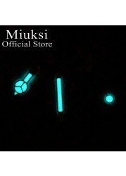 Miuksi Watch Silver Hands Green Blue Luminous Hands Fit NH35 NH36 ETA2824 2836 Miyota8205 8215 821A Mingzhu DG2813 3804 Movement