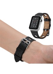 باند لآبل ووتش سلسلة 3 38 مللي متر 42 مللي متر لينة ثلاثة ثقوب جلدية للماء حزام ل iwatch سلسلة 4 5 6 SE 7 44 مللي متر 40 مللي متر 41 45 مللي متر