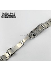 Miuksi 20mm 316L Solid Stainless Steel Watch Band Folding Buckle Mens Strap