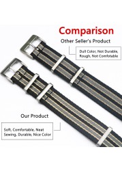 Heimdallr Nylon Canvas NATO Strap 18mm 20mm 22mm Zulu Band 304 Stainless Steel Buckle Men's Replacement Watch Band for Omega