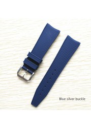 22mm Black Blue Rubber Silicone Watchband Watch Strap For IWC Pilot Portuguese IW323101 Bracelet Strap With Pin Buckle Tool Free