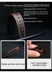 MAIKES Watch Watch Accessories 18mm-26mm Brown Vintage Oil Wax Leather Watch Band For Samsung gear s3 fossil watch strap