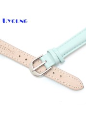 Women's Genuine Leather Watch Band, 14mm, 16mm, 18mm, 20mm, Soft, Simple, Leather, Blue