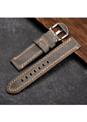 Gray leather strap suitable for military watch mountaineering watch 20 21 22 23 24mm first layer leather watch strap