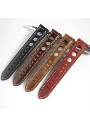 Retro Watch Strap 20mm 22mm 24mm Genuine Leather Watches Men Women Wristwatch Accessories Correa Samsung Galaxy Active 2