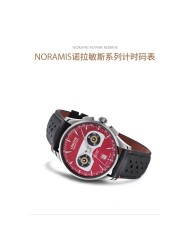 Fashion Union Watches For Men Noramis Vintage Car Series Inspired Design Leather Strap Casual Buckle 3Bar Owl Chronograph Dial