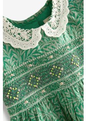 Lace Collar Shirred Cotton Dress (3mths-8yrs)