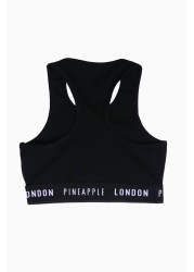 Pineapple Black Script Crop Top