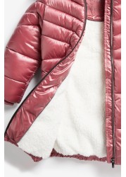 Shower Resistant Faux Fur Trim Long Padded Coat (3-16yrs)