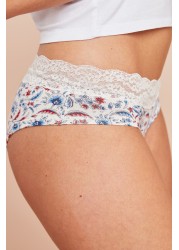 Lace Trim Cotton Blend Knickers 4 Pack Short