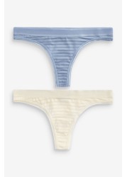 Stripe High Waist Knickers 2 Pack Thong