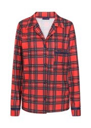 طقم بيجاما جيرسيه حريمي من Hot Squash Red Tartan