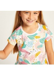 Juniors Printed Round Neck Dress with Short Sleeves - Set of 4