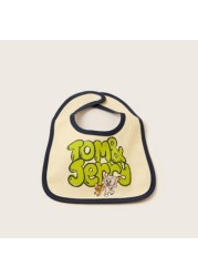 Disney Tom and Jerry Print Bib with Snap Button Closure - Set of 6