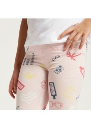 Barbie Print Leggings with Elasticised Waistband - Pack of 2