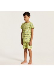 Juniors 4-Piece Printed T-shirt with Shorts and Pyjama Set