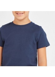 Juniors Solid T-shirt with Round Neck and Short Sleeves - Set of 2