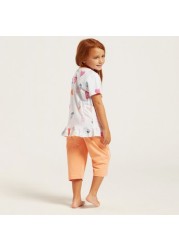 Juniors Graphic Print T-shirt and Capris - Set of 4