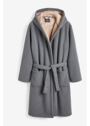 Borg Lined Hooded Dressing Gown