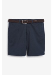 Belted Chino Shorts With Stretch