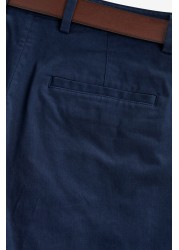 Belted Soft Touch Chino Trousers Slim Fit