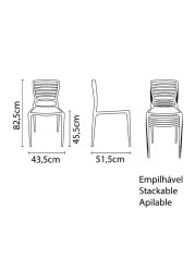 Tramontina Sofia Summa Polypropylene & Fiberglass Horizontal Backrest Armchair (43.5 x 82.5 x 51.5 cm)