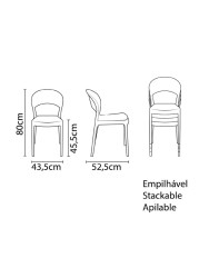 Tramontina Sissi Summa Polypropylene & Fiberglass Closed Backrest Armchair (43.5 x 80 x 52.5 cm)