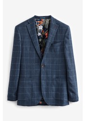 Windowpane Check Linen Blend Blazer