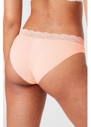 Lace Trim Cotton Blend Knickers 4 Pack High Leg