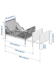 MINNEN Ext bed frame with slatted bed base