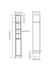 BILLY / OXBERG Bookcase w hght ext ut/pnl/glss drs