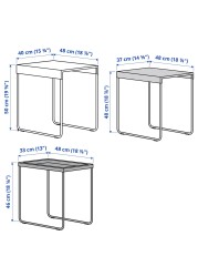 GRANBODA طاولات متداخلة، طقم من 3.