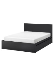 MALM Bed frame, high, w 2 storage boxes