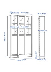 BILLY / OXBERG Bookcase with panel/glass doors