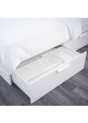 BRIMNES هيكل سرير مع تخزين ولوح رأس