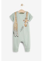 FatFace Baby Green Crew Giraffe Romper