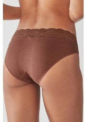 Lace Trim Cotton Blend Knickers 4 Pack High Leg