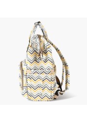 Sunveno Chevron Print Diaper Backpack with Zip Closure and Top Handles