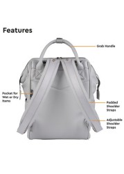 BabaBing! Mani Vegan Leather Backpack Changing Bag - Dove Grey