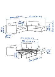 VIMLE Corner sofa-bed, 4-seat