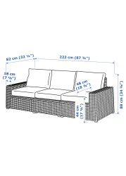SOLLERÖN وحدة كنب 3 مقاعد، خارجي