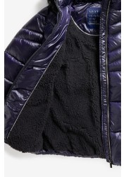 Shower Resistant Faux Fur Trim Long Padded Coat (3-16yrs)